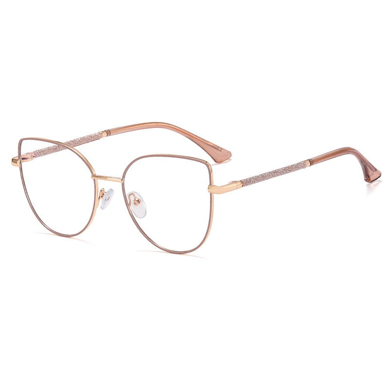 High quality pink fashion trend metal anti-blue light glasses frame cat eye metal frame glasses