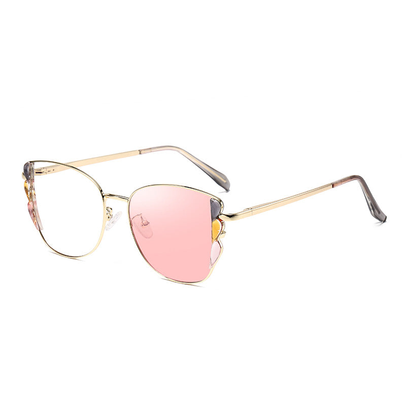 2025 new fashion square frame optical frame personality color change anti-blue glasses frame