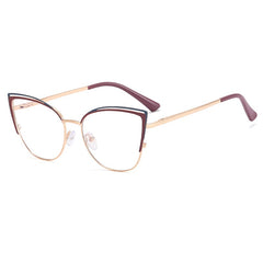 Fashion designer cat eye glasses metal frame pink frame anti blue light  ladies glasses