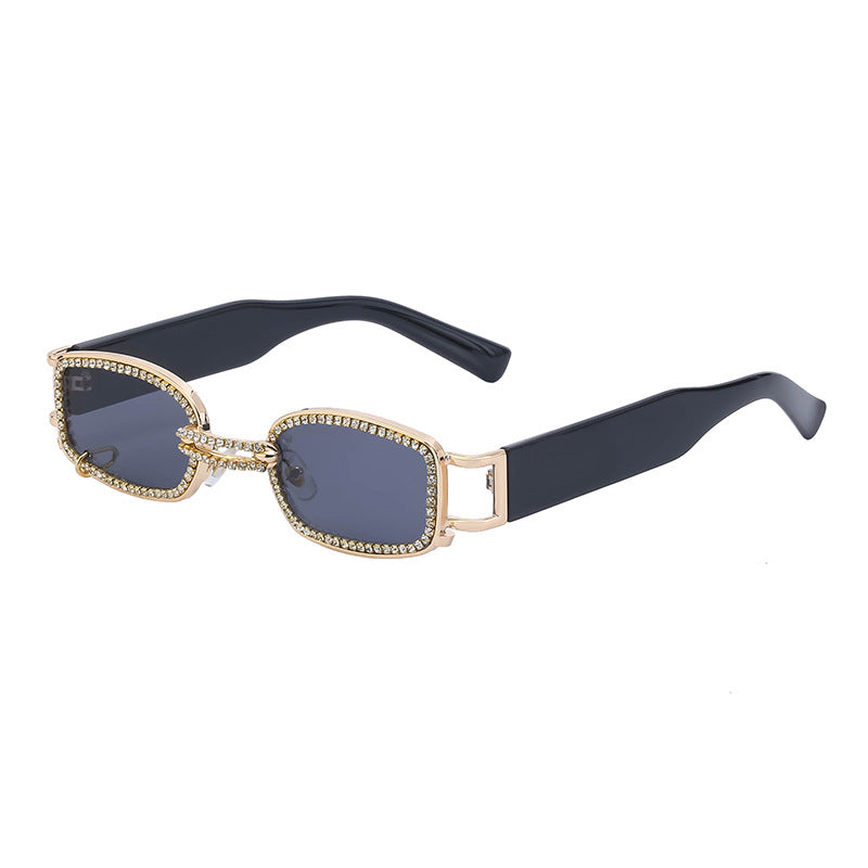 2025 High quality small rectangle small frame sunglasses ins ring uv400 sunglasses