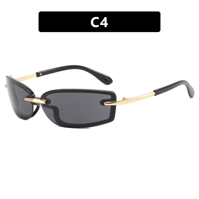 Rimless small frame sunglasses New sunglasses Future Sunglasses for women Dopamine