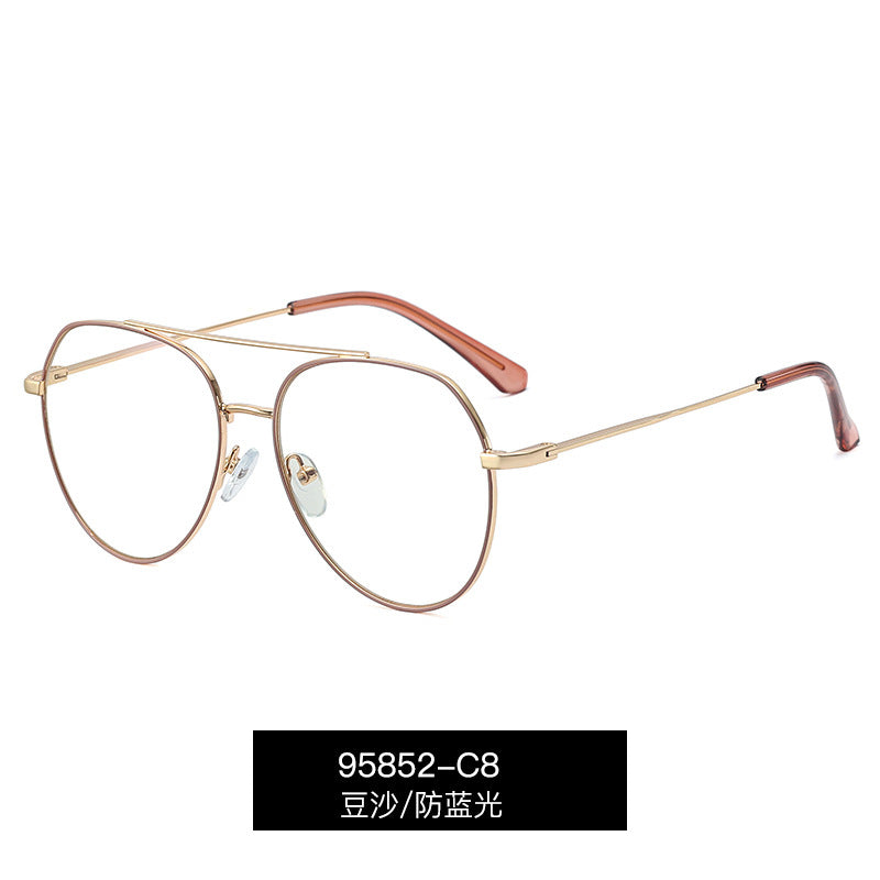 Fashion double bridge round frame glasses reading computer high quality metal frame glasses