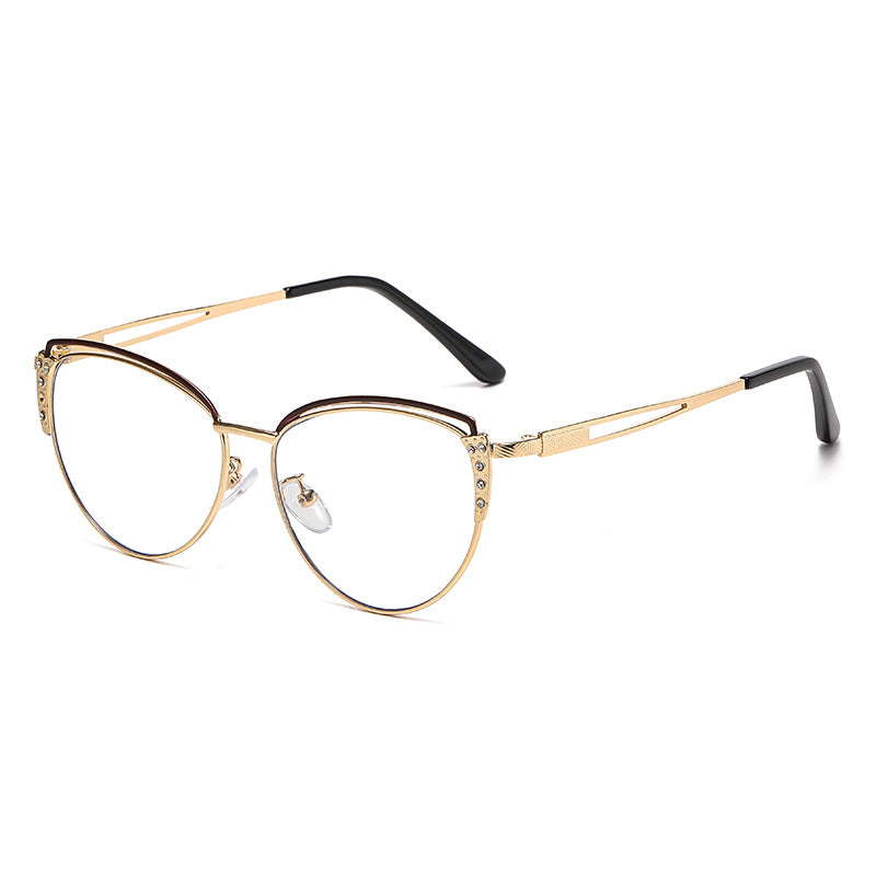 Fashion vintage designer metal frame glasses cat eye frame anti blue light glasses