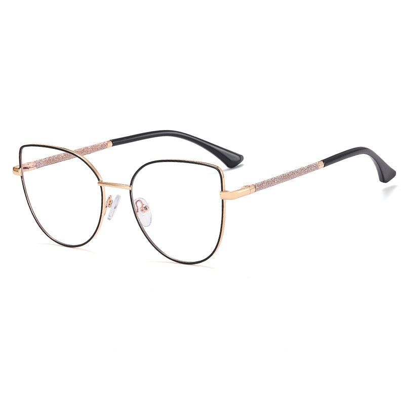 High quality pink fashion trend metal anti-blue light glasses frame cat eye metal frame glasses