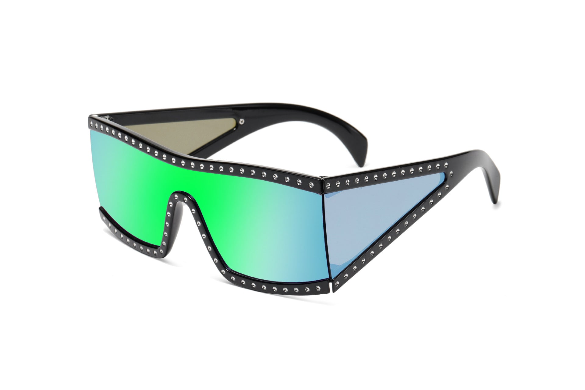 One-piece square frame riveted sunglasses fashion UV400 protection sunglasses