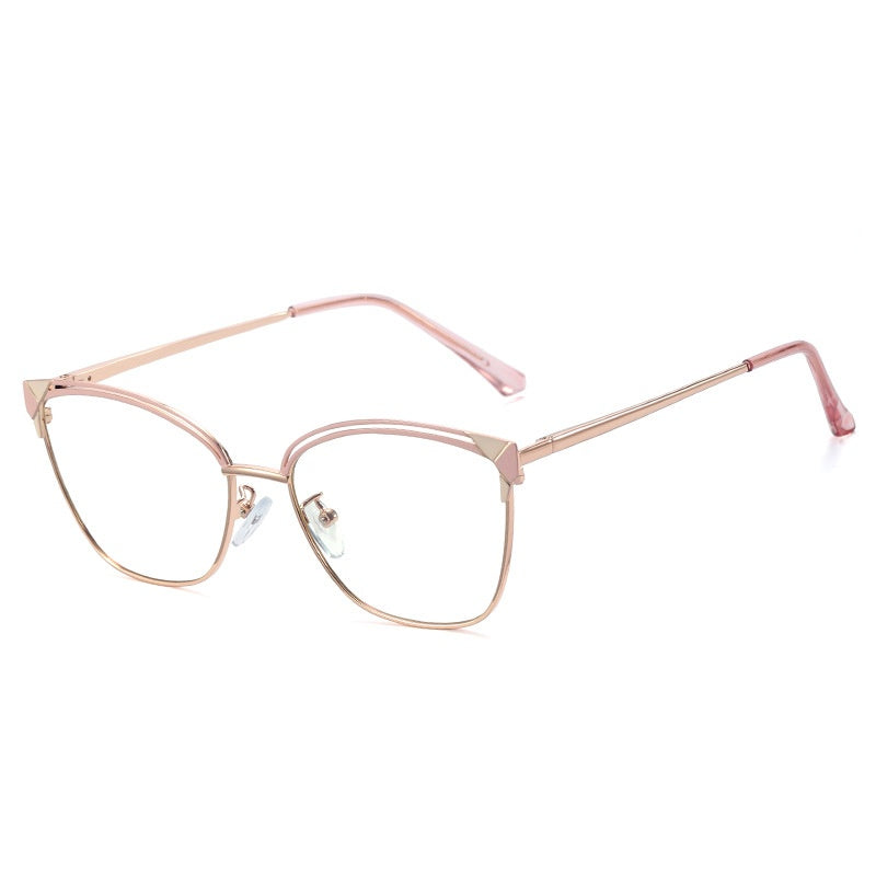 High quality custom logo anti blue light glasses metal frame fashion cat eye glasses