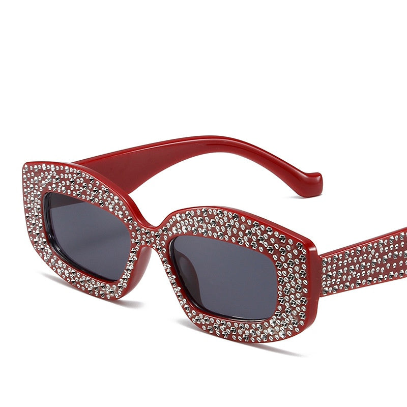 New fashion Diamond ins sunglasses uv400 party rectangle leopard print sunglasses