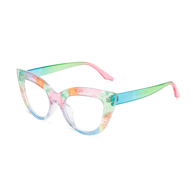 2025 Fashion cat eye acetate frame print glasses Color frame anti-blue light cat eye glasses