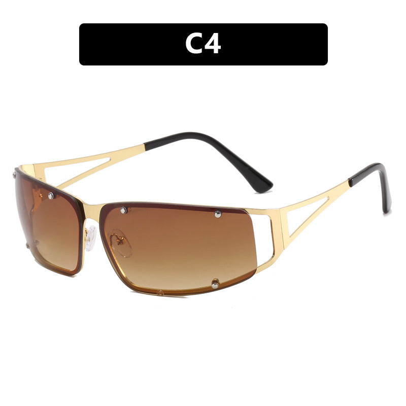 Hot sale custom logo fashion sunglasses metal frame y2k rivet sunglasses