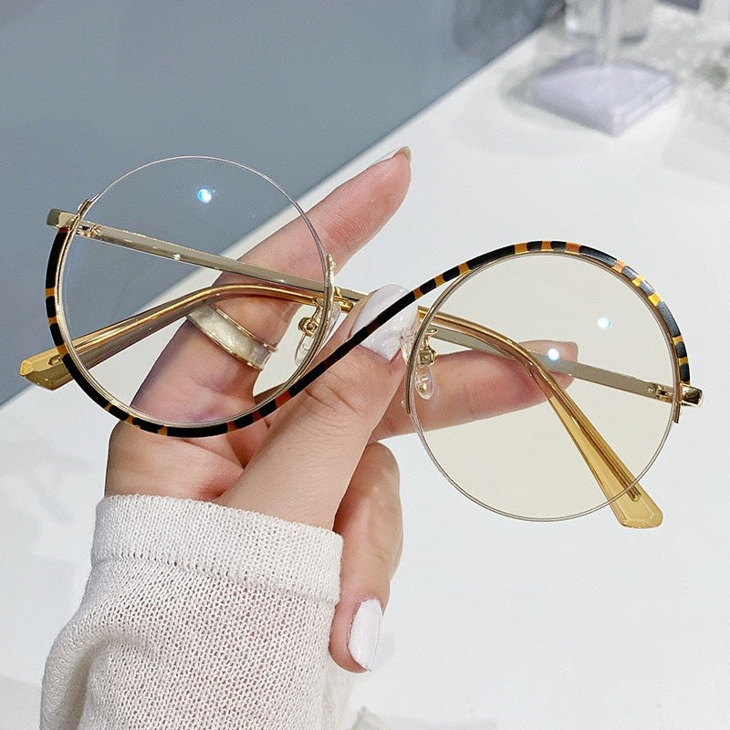 2025 Fashion designer round frame eyewear glasses half frame new style anti blue light glasses