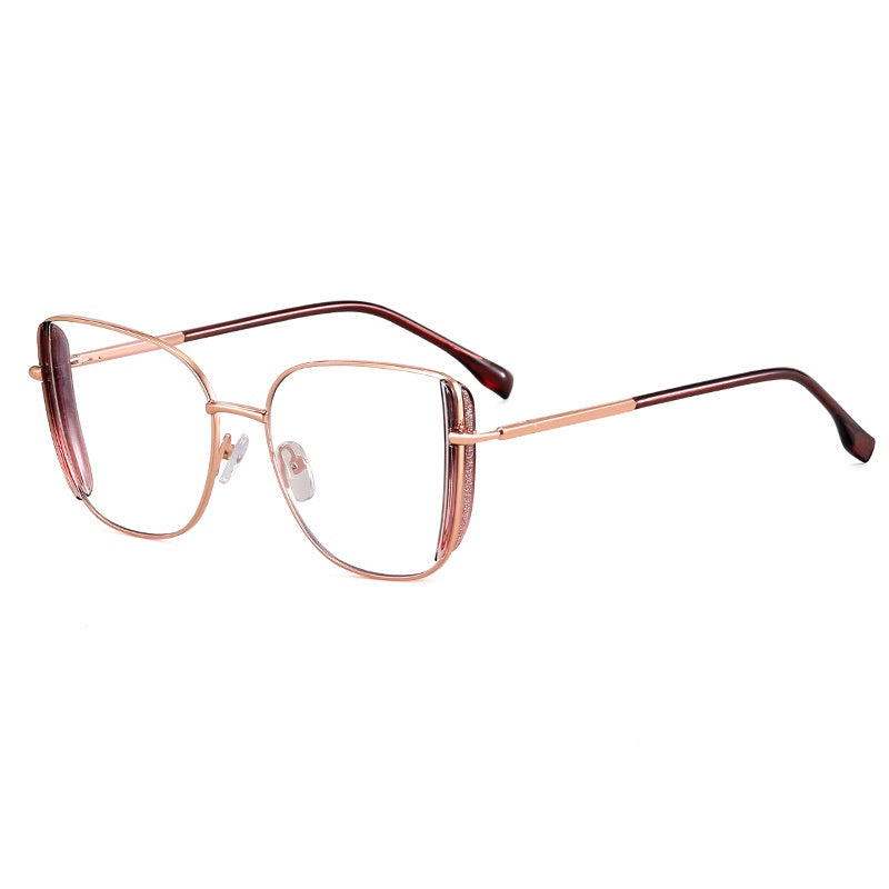 2025 High quality anti blue light Diamond glasses metal frame oversized glasses