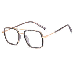 2025 Vintage fashion double bridge glasses anti blue light metal frame glasses