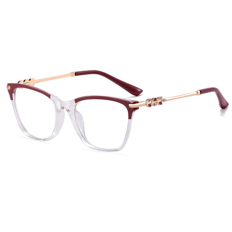 High quality acetate frame metal frame glasses anti blue light cat eye gradient glasses