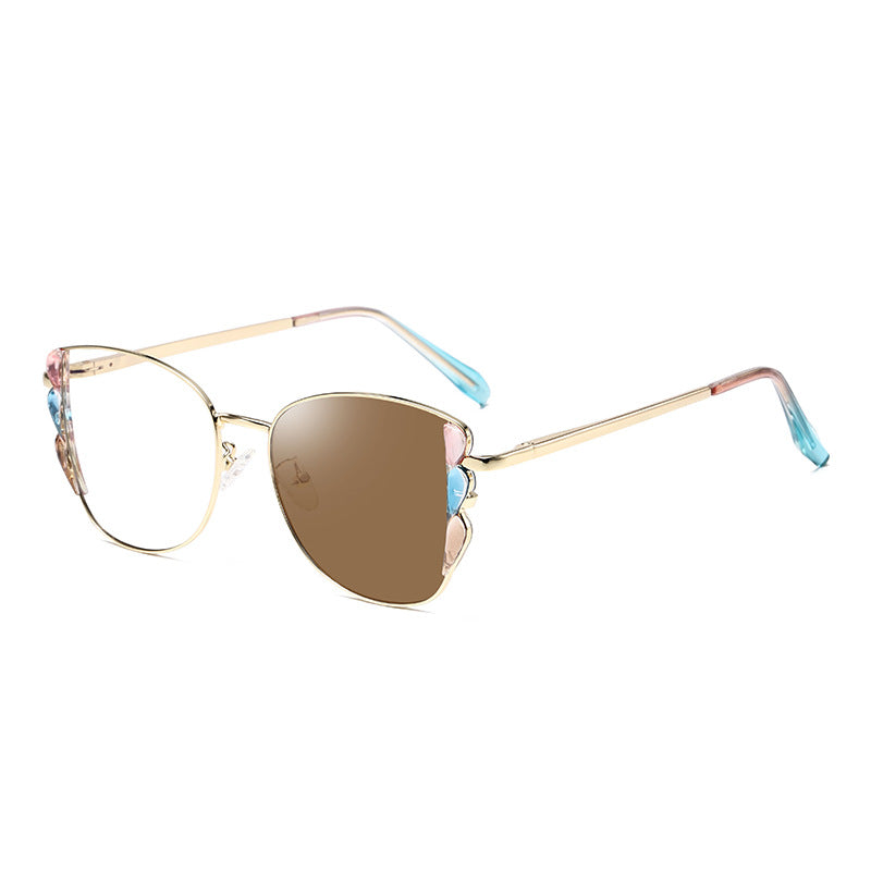 2025 new fashion square frame optical frame personality color change anti-blue glasses frame