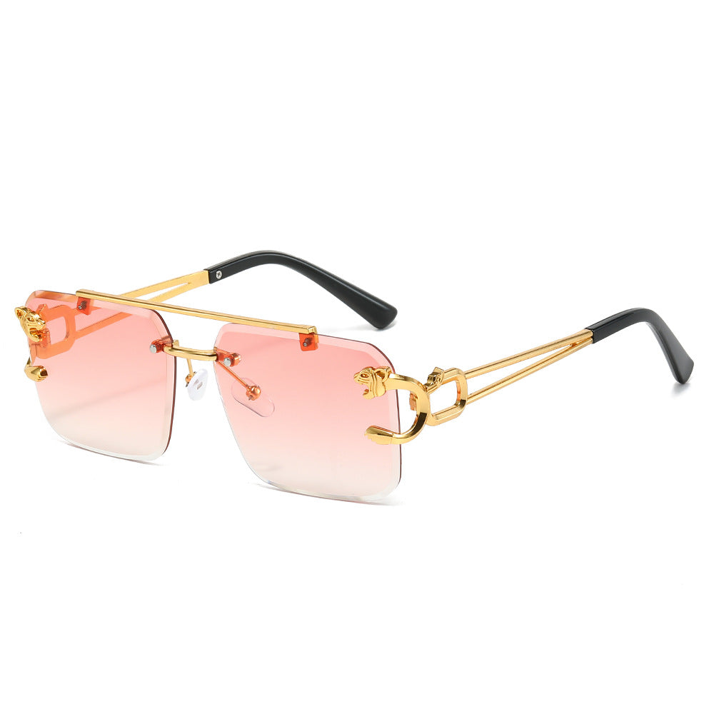 Brand luxury double bridge sunglasses gradient colorful metal frame sunglasses