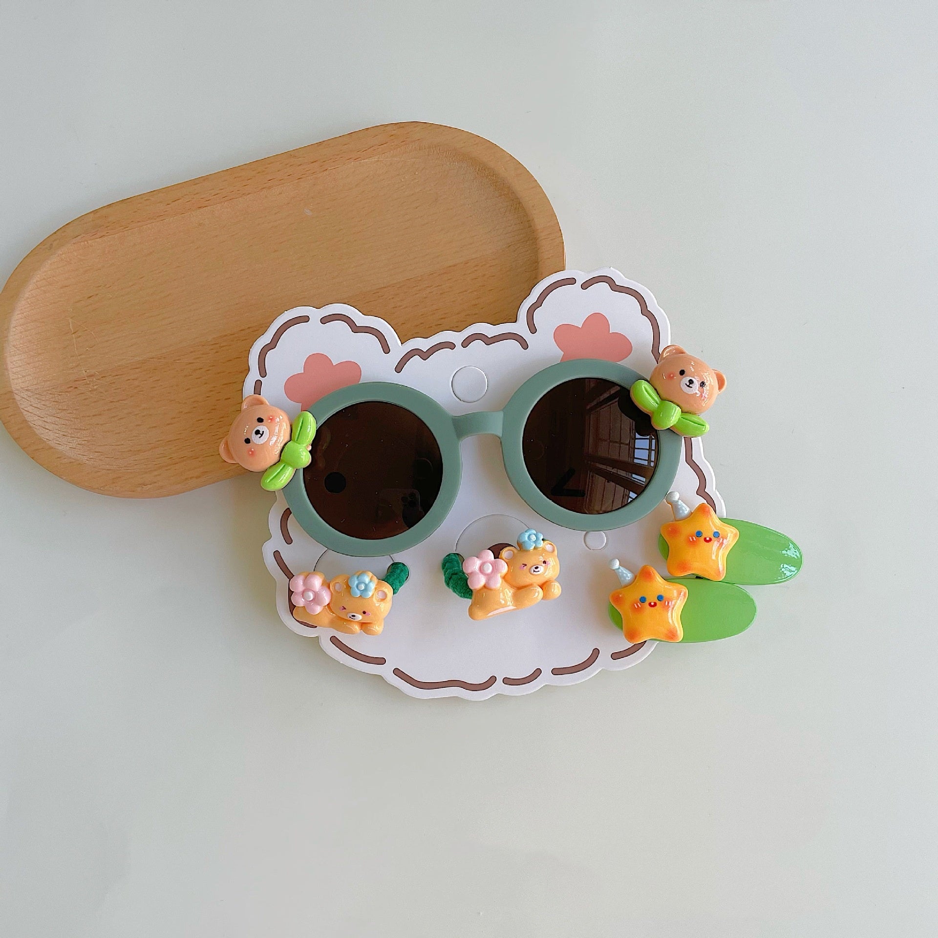 New style bear shape kids sunglasses cute girl pink candy colorful sunglasses