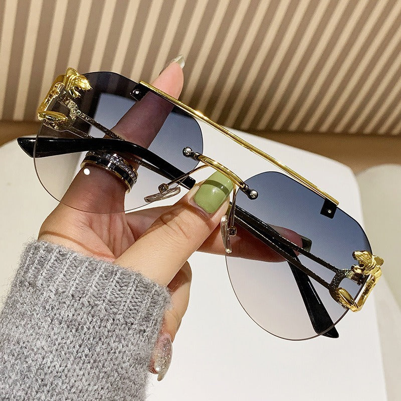High quality double luxury sunglasses ins designer leopard frame sunglasses