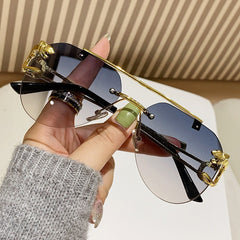 High quality double luxury sunglasses ins designer leopard frame sunglasses