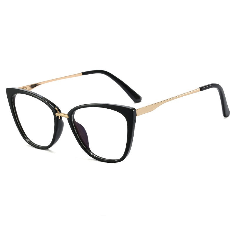 High quality leopard print metal frame glasses cat eye gradient colorful glasses frame