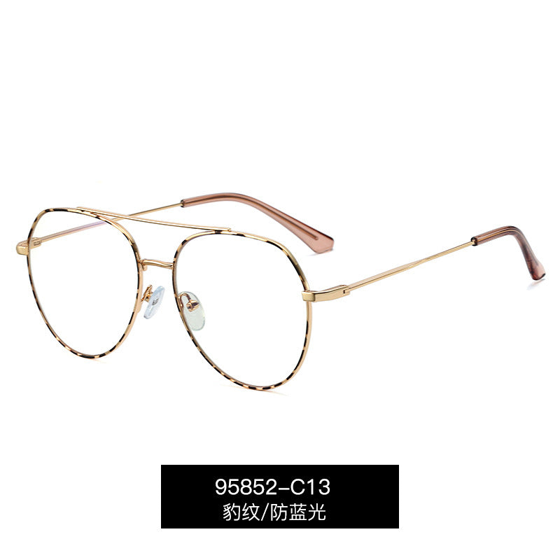 Fashion double bridge round frame glasses reading computer high quality metal frame glasses