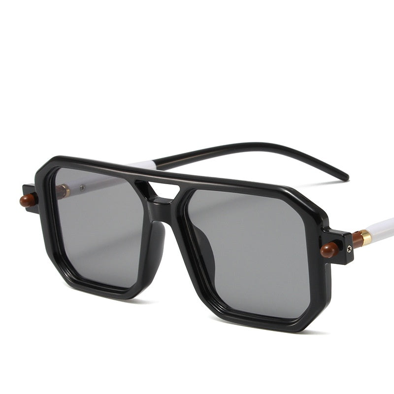 Custom logo double bridge leopard print sunglasses square gradient colorful sunglasses