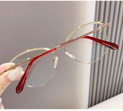 Fashion cat-eye trend personality glasses frame color-changing glasses anti-blue glasses