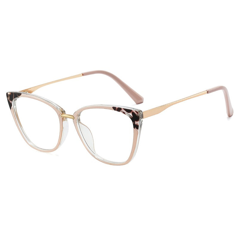 High quality leopard print metal frame glasses cat eye gradient colorful glasses frame