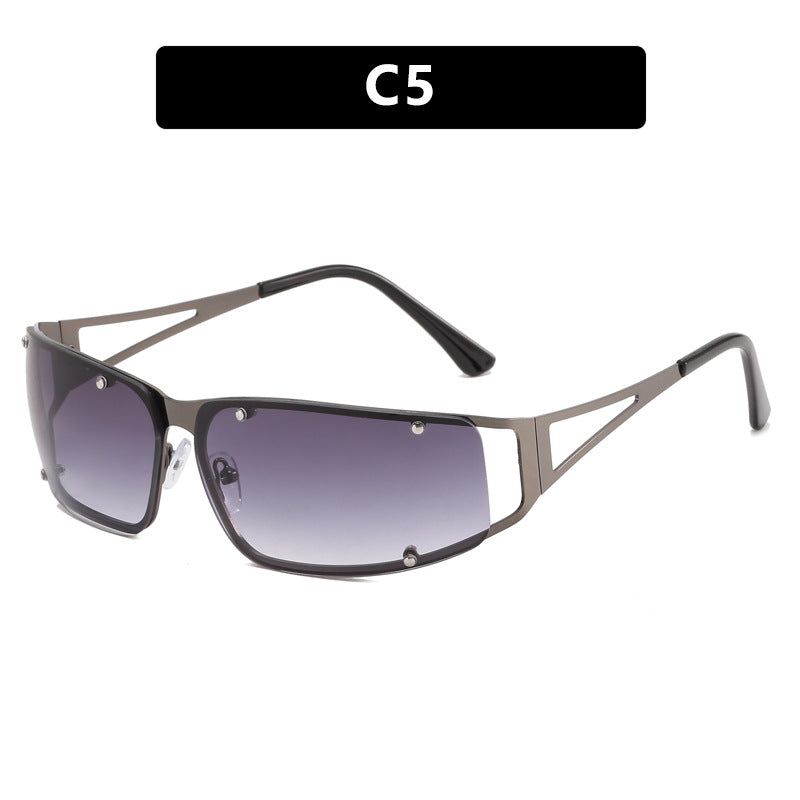 Hot sale custom logo fashion sunglasses metal frame y2k rivet sunglasses