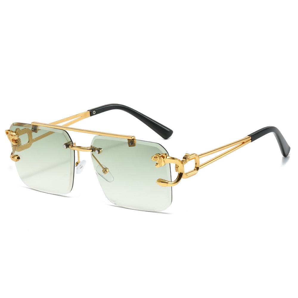 Brand luxury double bridge sunglasses gradient colorful metal frame sunglasses