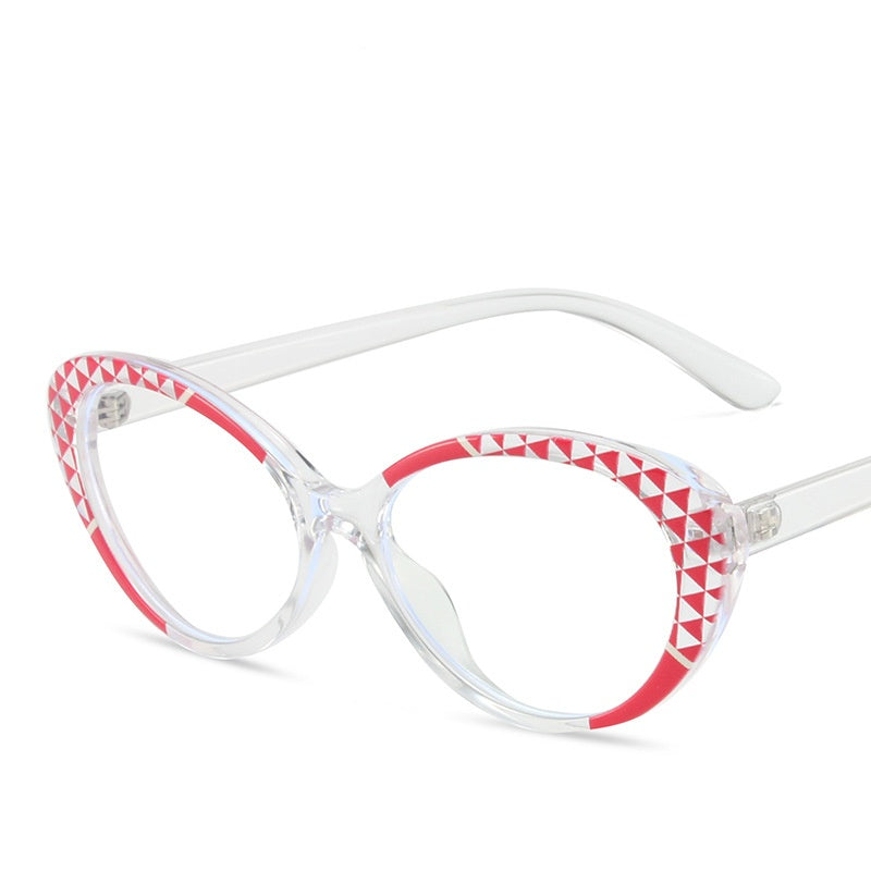 Fashion Cat eye anti-blue light glasses new elliptical fashion flat lens full star glasses