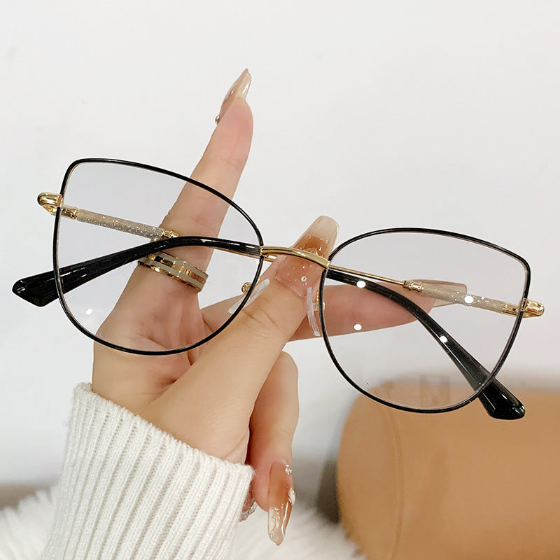 High quality cat eye glasses metal frame anti blue light computer glasses