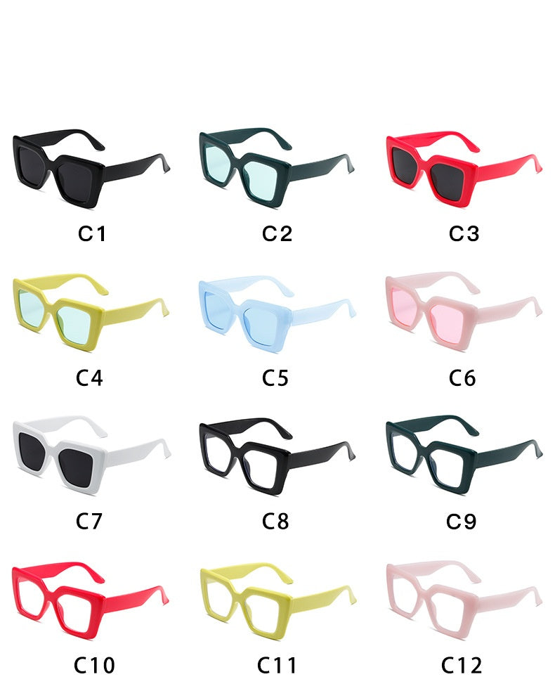 Custom logo candy colorful square frame sunglasses uv400 oversized sunglasses