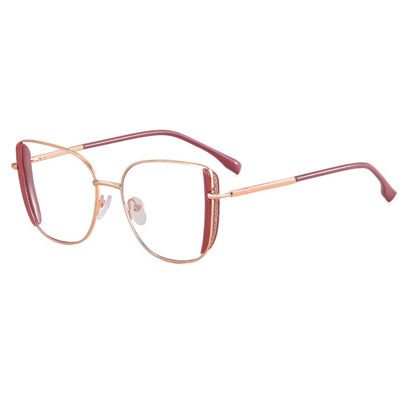 2025 High quality anti blue light Diamond glasses metal frame oversized glasses