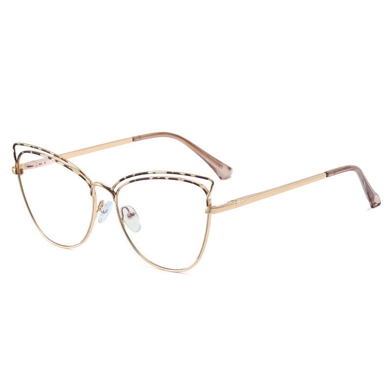 2025 New fashion cat eye ins glasses anti blue light metal frame frame trend full frame glasses