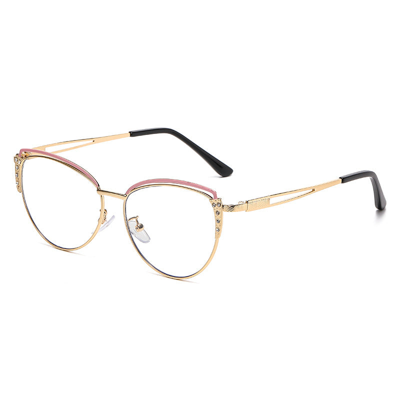 Fashion vintage designer metal frame glasses cat eye frame anti blue light glasses