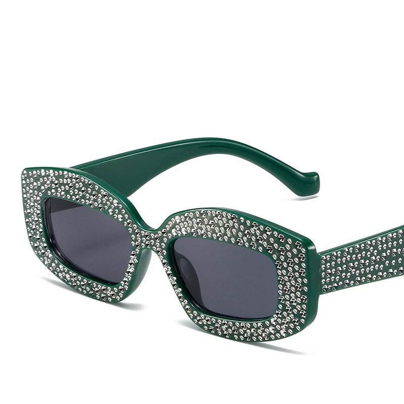 New fashion Diamond ins sunglasses uv400 party rectangle leopard print sunglasses