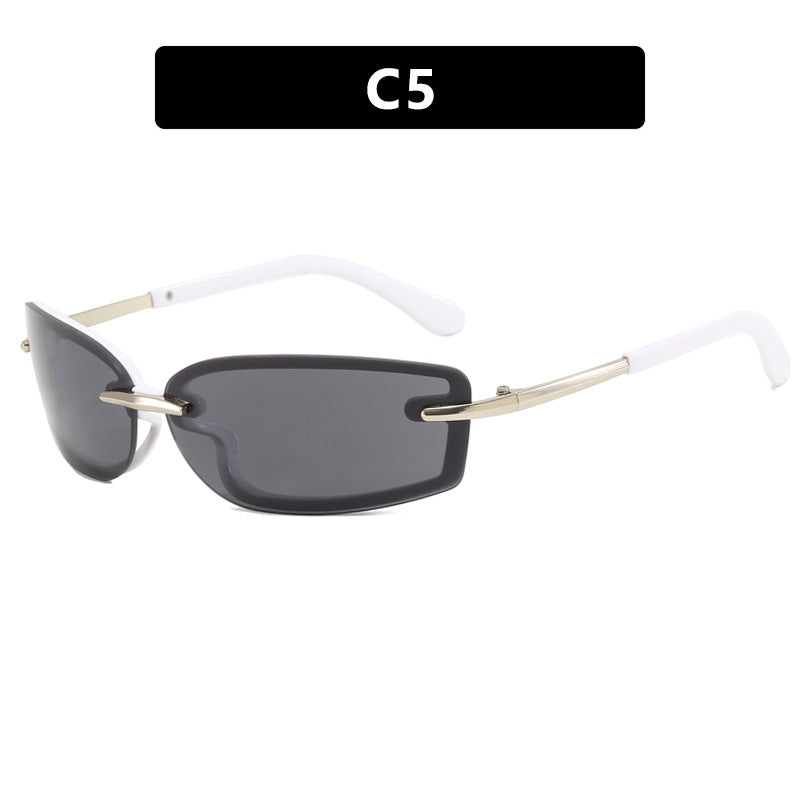 Rimless small frame sunglasses New sunglasses Future Sunglasses for women Dopamine