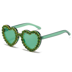 New sunglasses personality love diamond-set glasses fashion heart sunglasses woman