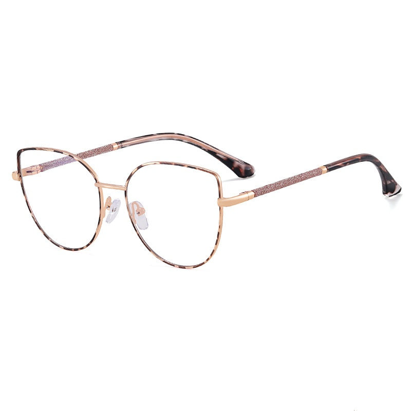 High quality pink fashion trend metal anti-blue light glasses frame cat eye metal frame glasses