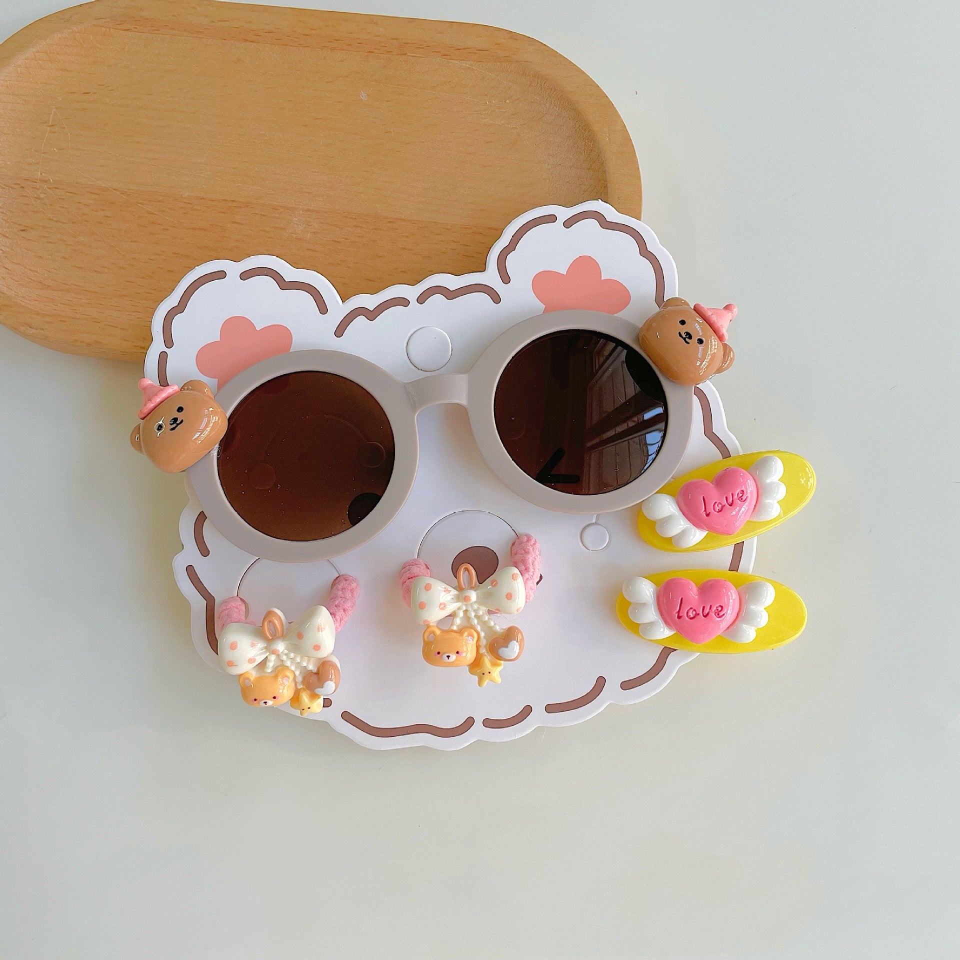 New style bear shape kids sunglasses cute girl pink candy colorful sunglasses