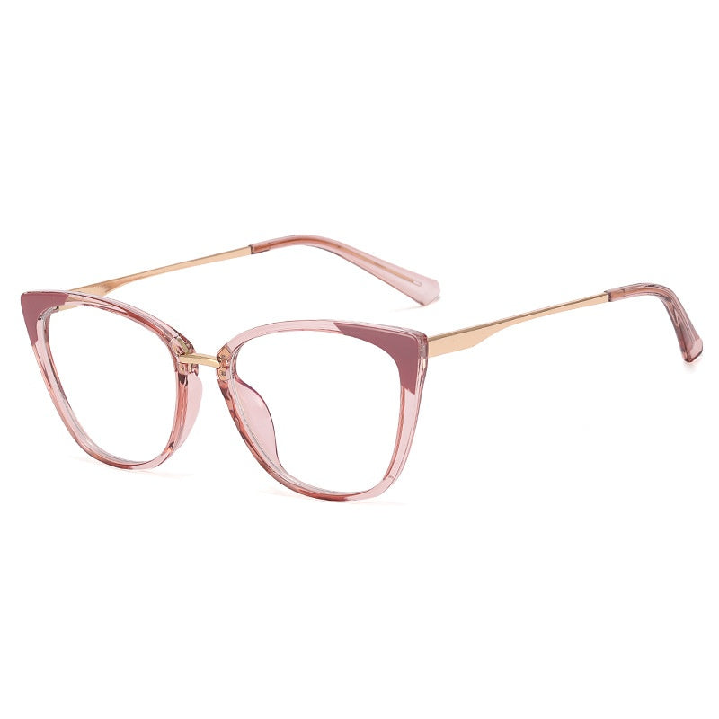 High quality leopard print metal frame glasses cat eye gradient colorful glasses frame