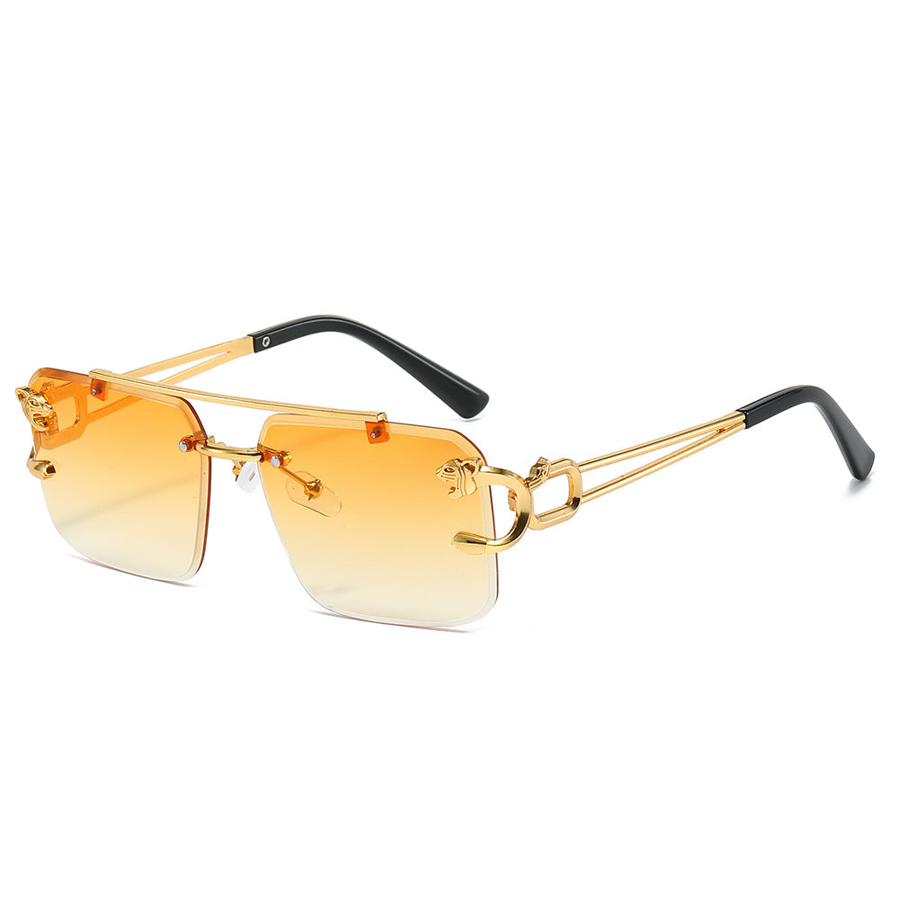 Brand luxury double bridge sunglasses gradient colorful metal frame sunglasses