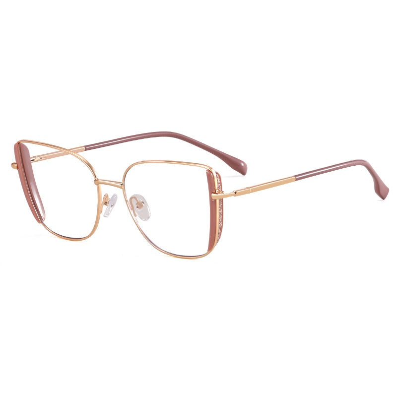 2025 High quality anti blue light Diamond glasses metal frame oversized glasses