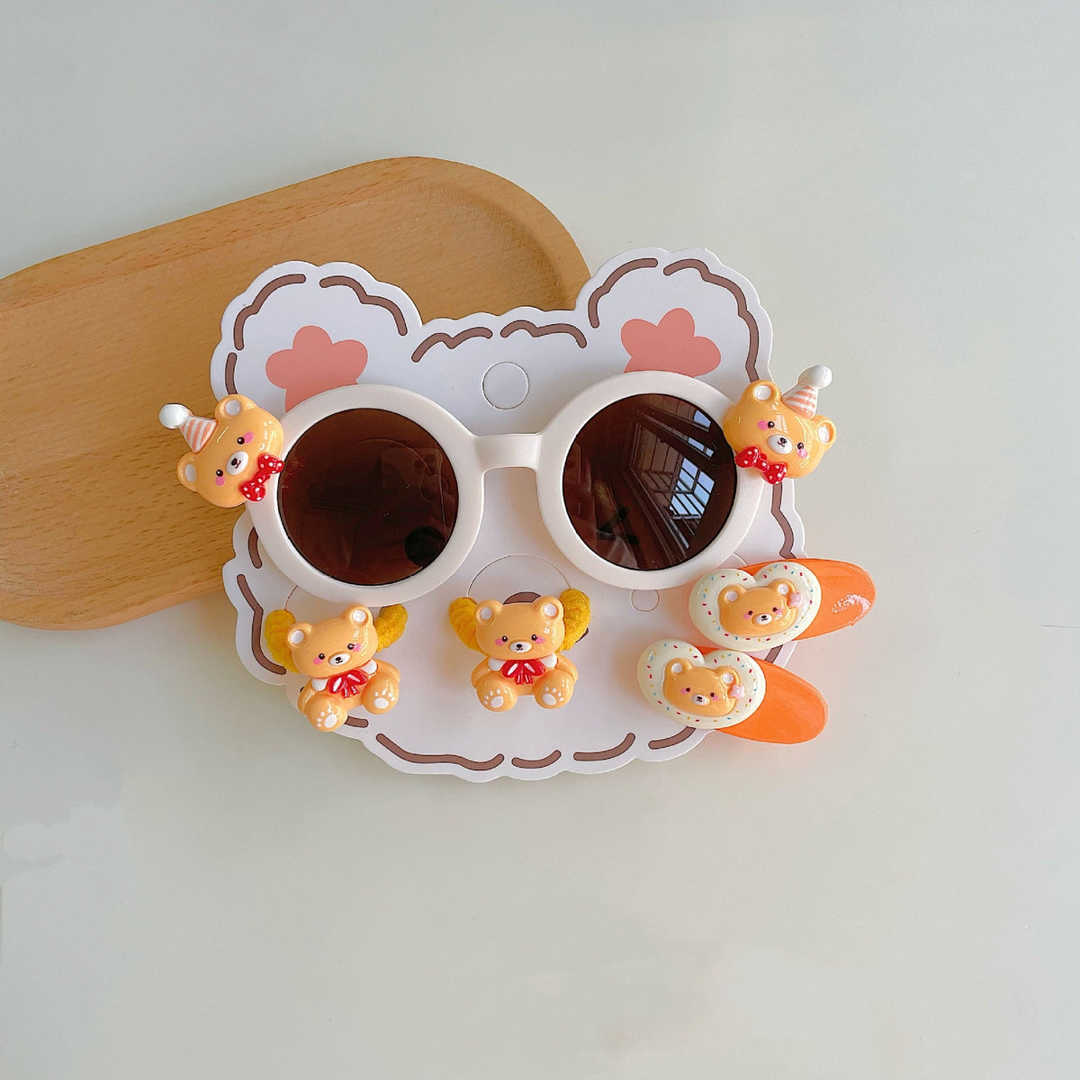 New style bear shape kids sunglasses cute girl pink candy colorful sunglasses