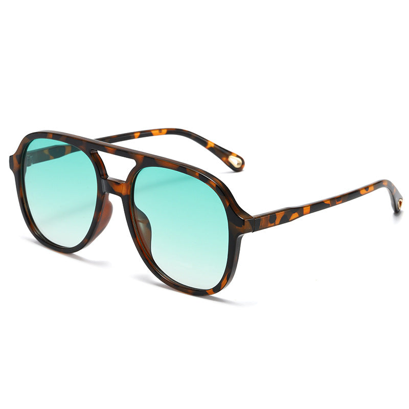 Custom logo double bridge tortoise shell sunglasses gradient colorful sunglasses