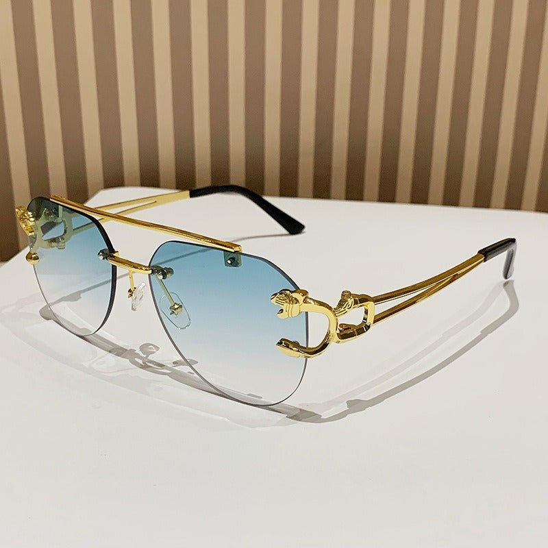 High quality double luxury sunglasses ins designer leopard frame sunglasses