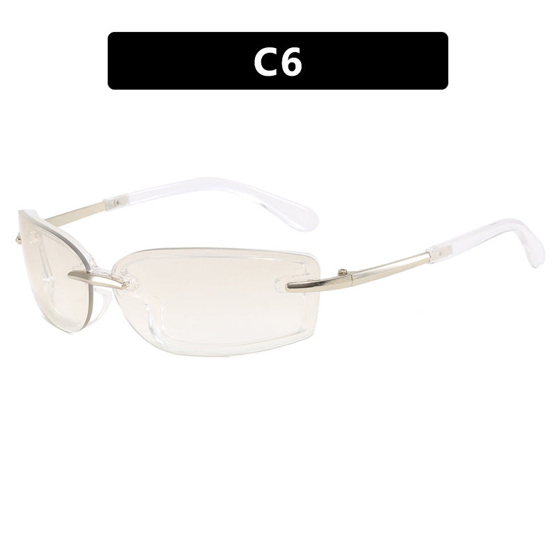 Rimless small frame sunglasses New sunglasses Future Sunglasses for women Dopamine