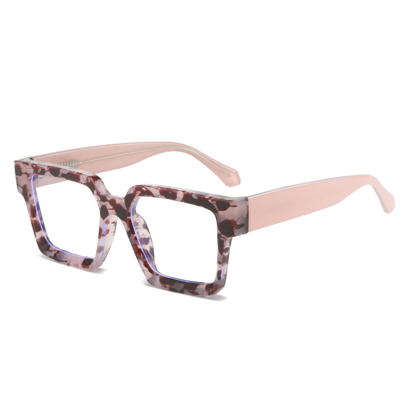 2025 New fashion acetate frame oversized glasses anti blue light leopard print glasses