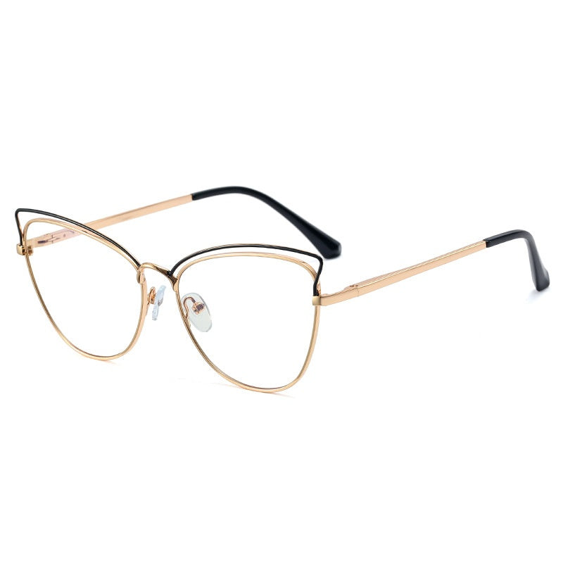 2025 New fashion cat eye ins glasses anti blue light metal frame frame trend full frame glasses