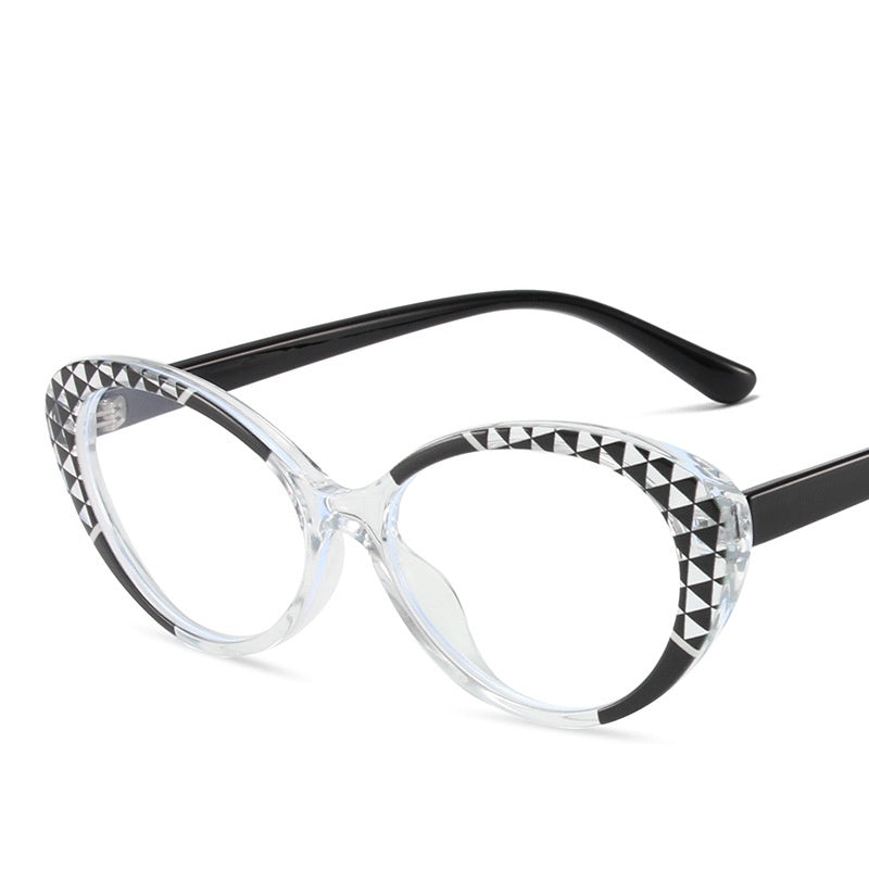 Fashion Cat eye anti-blue light glasses new elliptical fashion flat lens full star glasses